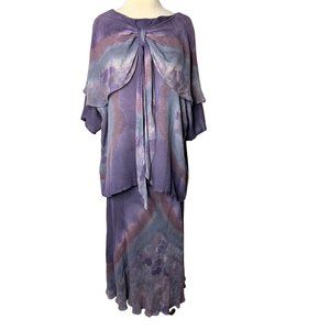 Carole Dolighan 2pc skirt/blouse Medium purple short sleeve maxi